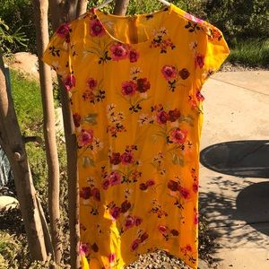 yellow flowered dress women